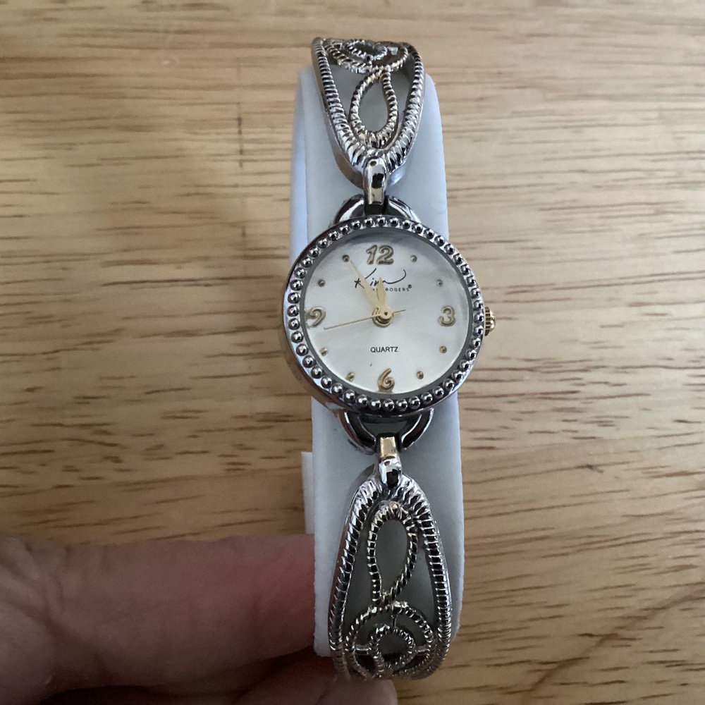 Kim Rogers Silver-tone Bangle Bracelet and Links Band Women’s Watch